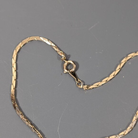 Vintage Gold Tone V Shape Faux Lariat Necklace Mid Century 16" - Picture 8 of 10